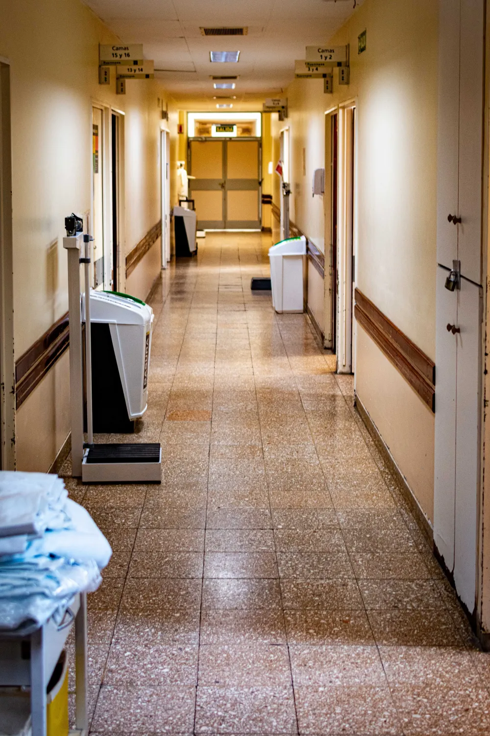 Sanitized medical facility corridor